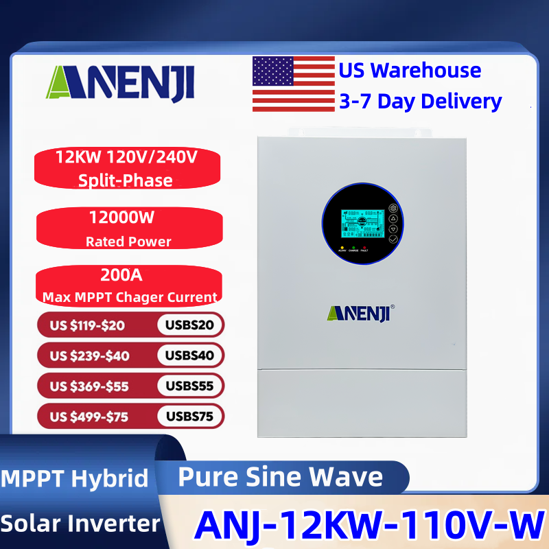 Solar Pump Controller - ANENJI 분리형 단상 120V/240V 12KW 하이브리드
