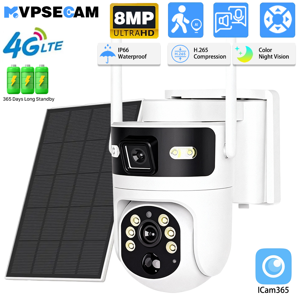 8MP 4K 4G SIM 카드 PTZ IP 카메라 내장 - Solar Panel Tilt Mount 리뷰 및 가격
